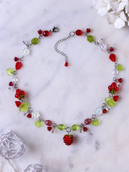 Red Raspberry Necklace (silver)