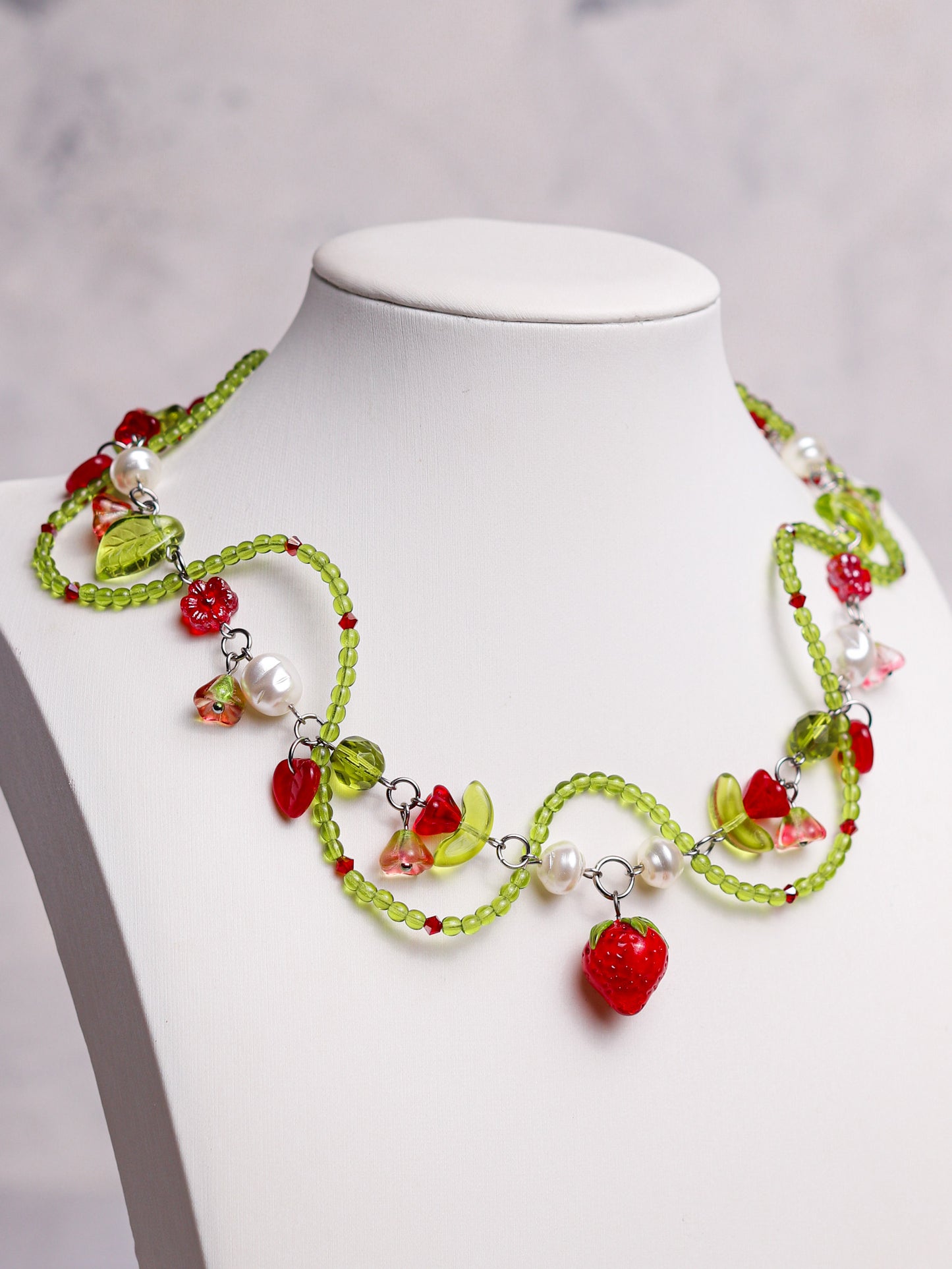 Red Strawberry Vine Necklace