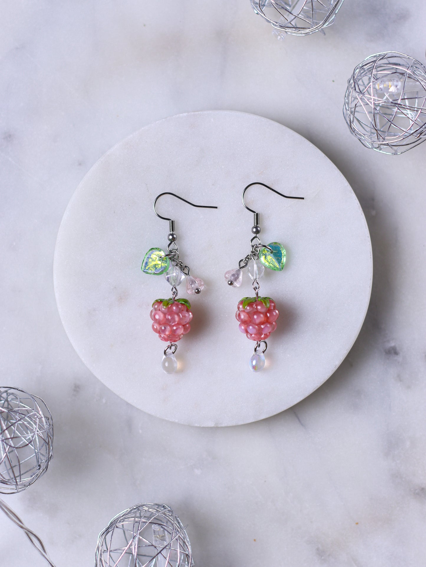 Pink Raspberry Earrings