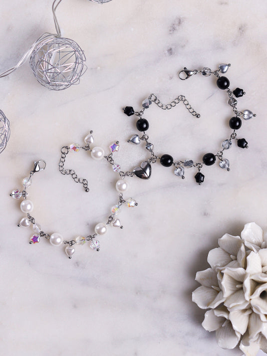 Black/White Matching Heart Bracelets