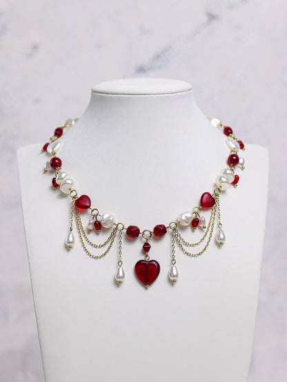Red Heart Necklace (gold/silver)