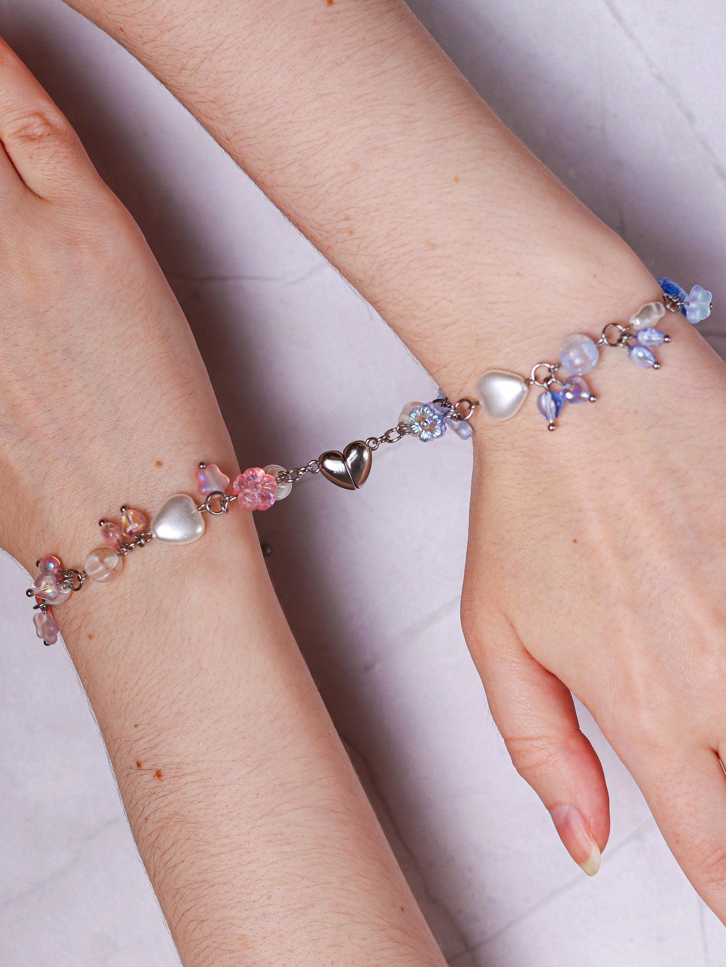Pink/Blue Matching Heart Bracelets