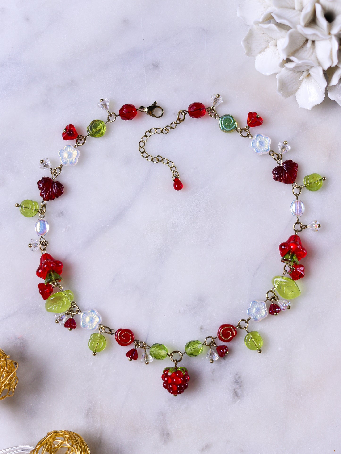 Red Raspberry Necklace (gold)