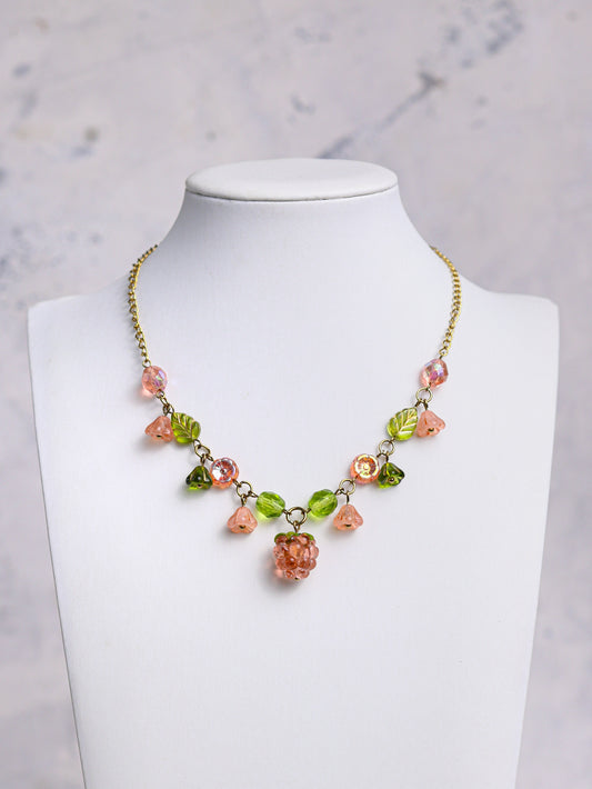 Peach Raspberry Simple Necklace (gold)