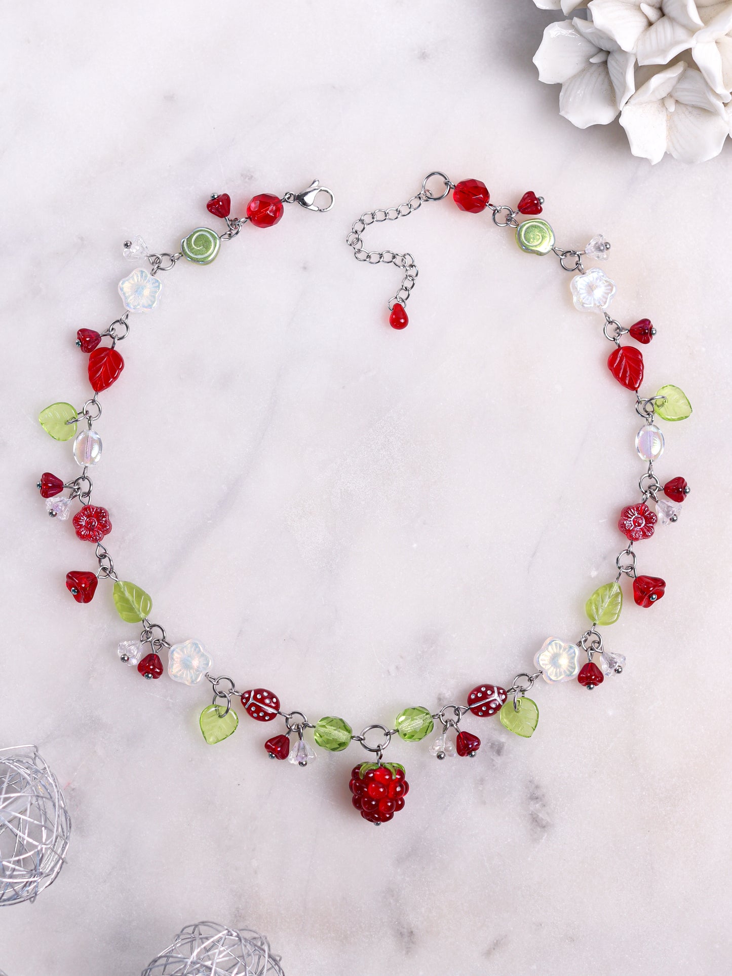 Red Raspberry Necklace (silver)