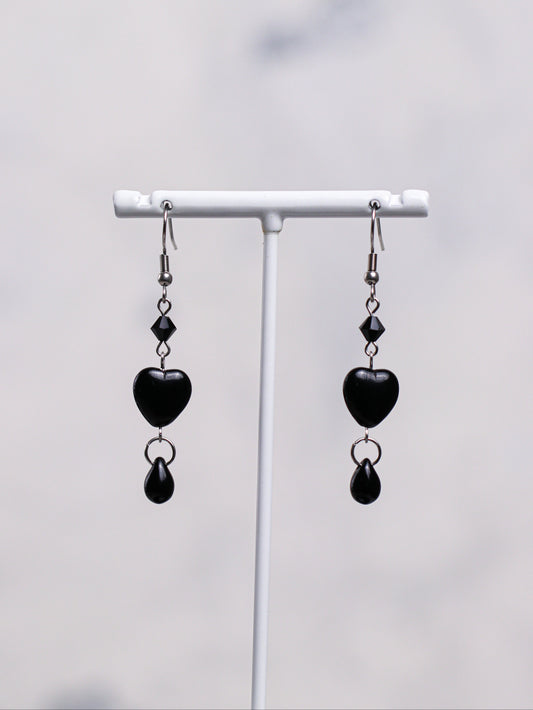 Black Heart Earrings