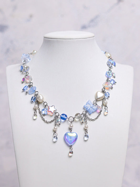 Blue Crystal Heart Necklace