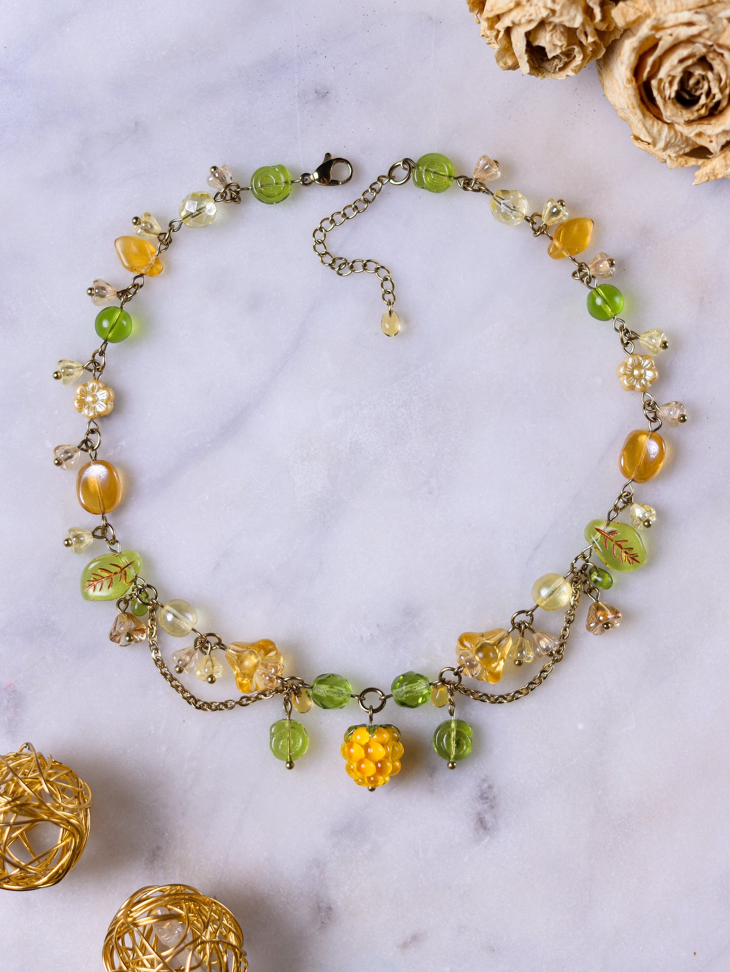 Golden Raspberry Necklace