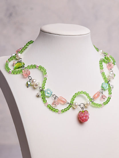 Pink Raspberry Vine Necklace