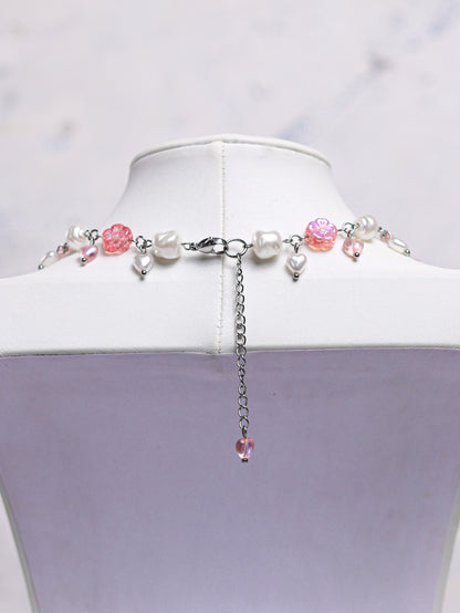 Pink Heart Choker Necklace