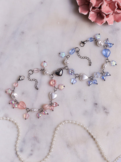 Pink/Blue Matching Heart Bracelets