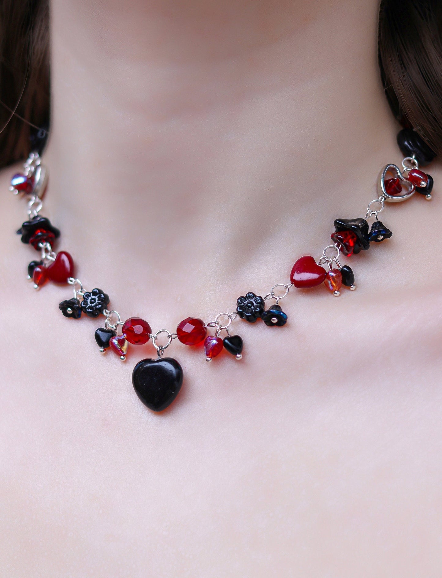 Red & Black Heart Necklace