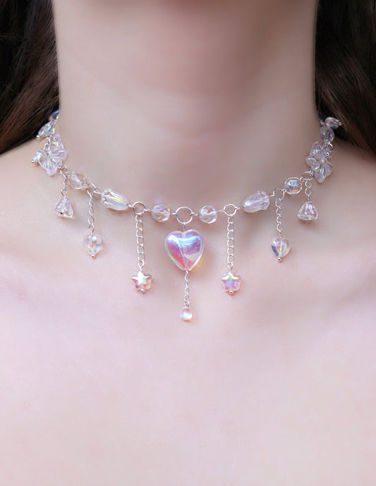 Clean Girl Crystal Heart Choker Necklace