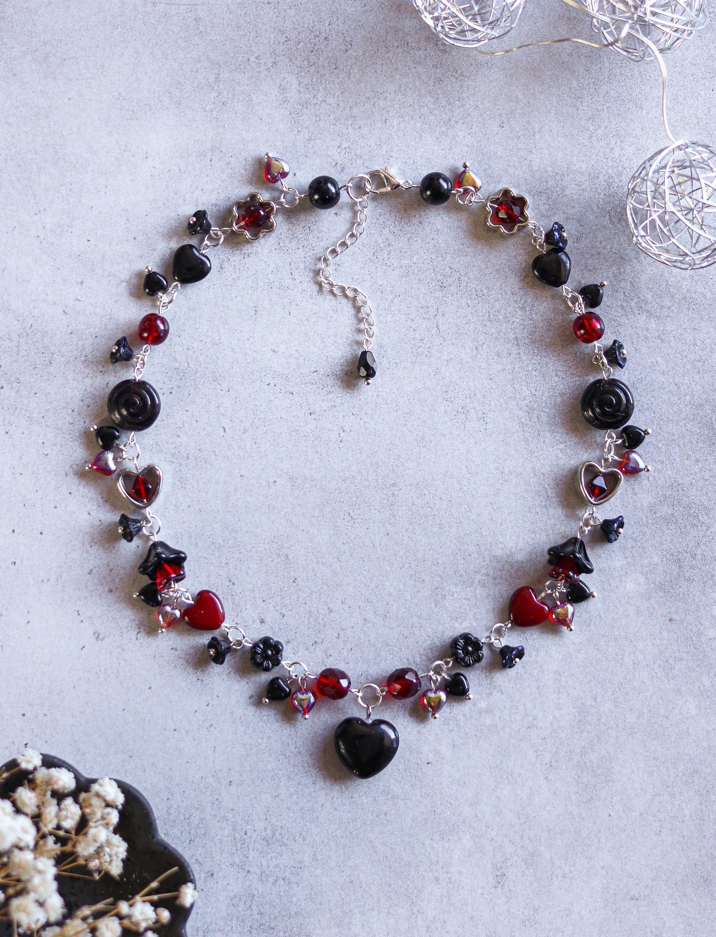 Red & Black Heart Necklace