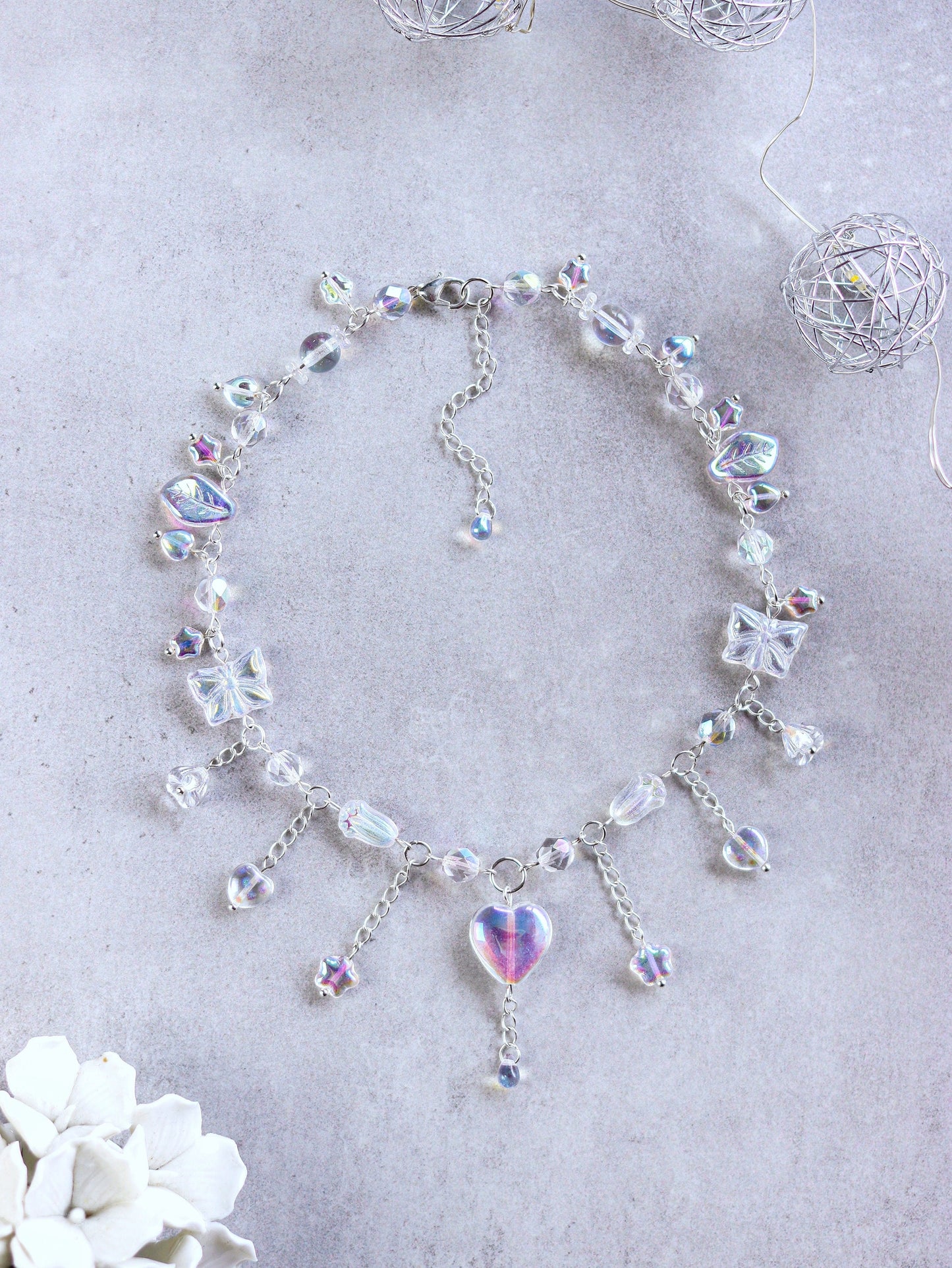 Clean Girl Crystal Heart Choker Necklace