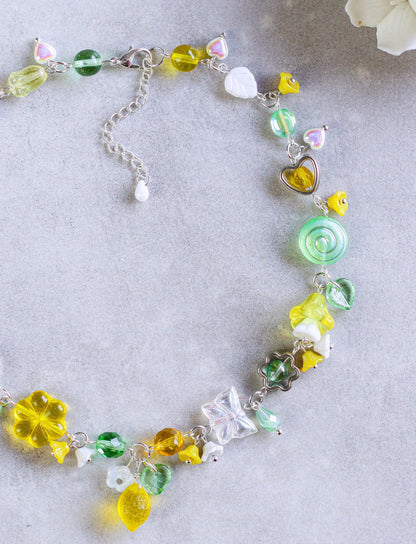 Lemon Garden Necklace and Earrings | Light Green