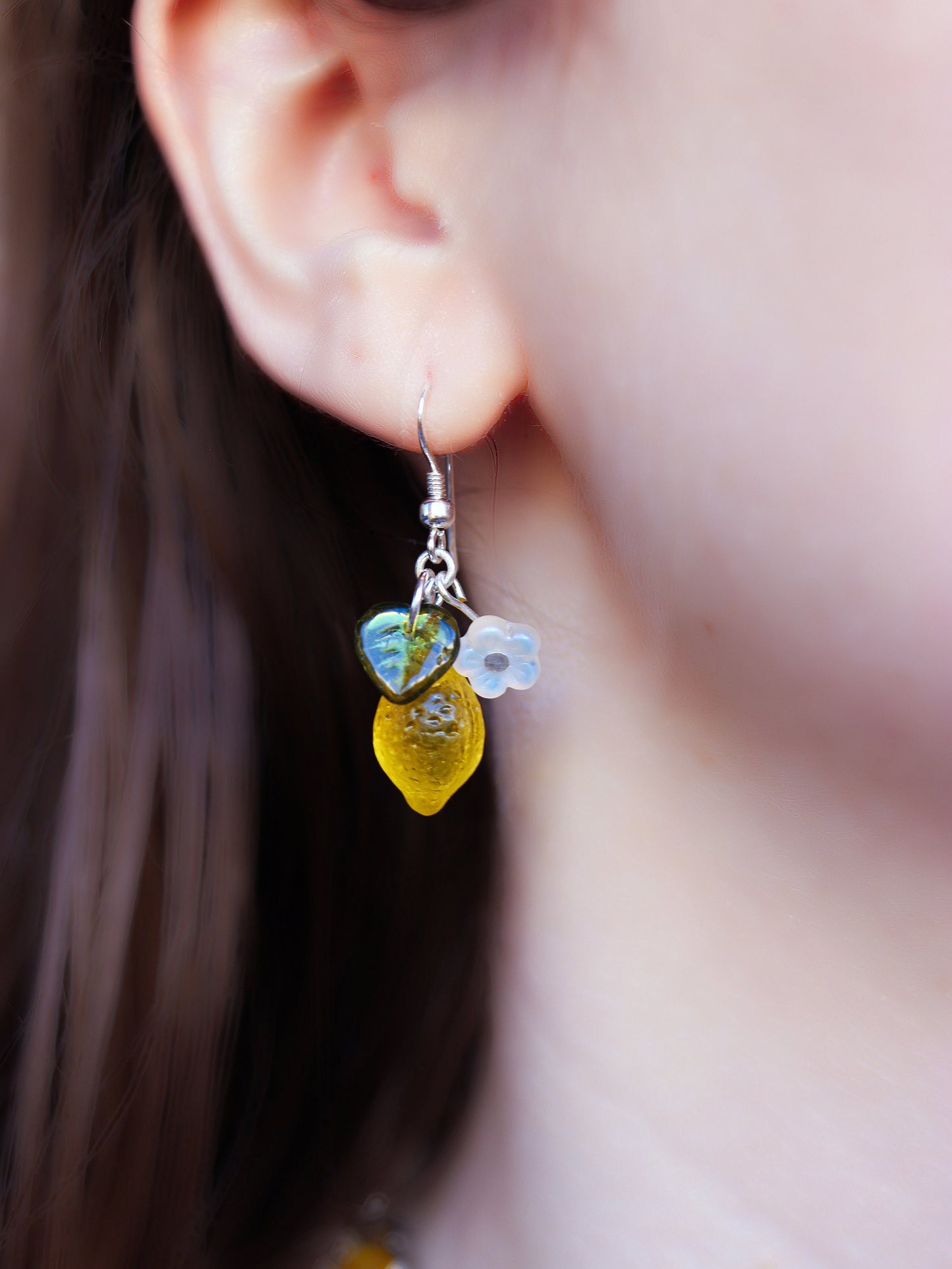 Lemon Garden Earrings | Dark Green