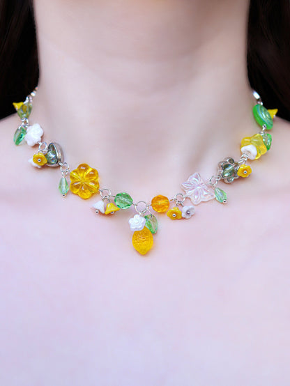 Lemon Garden Necklace and Earrings | Light Green