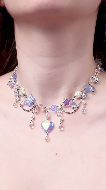 Blue Crystal Heart Necklace