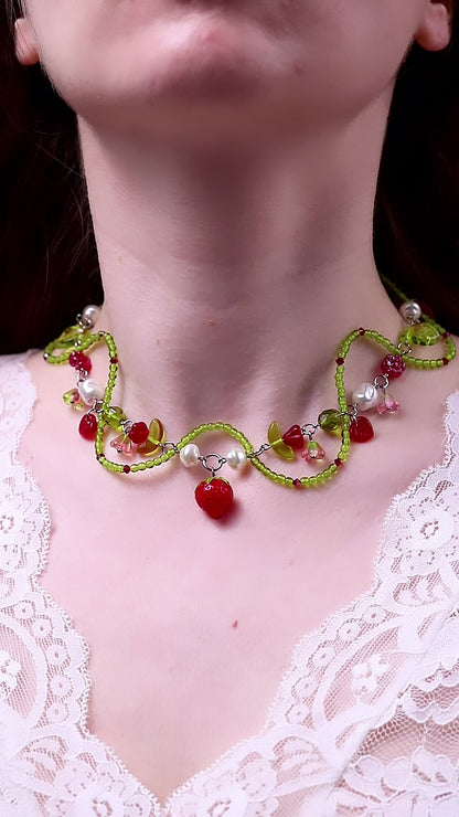 Red Strawberry Vine Necklace