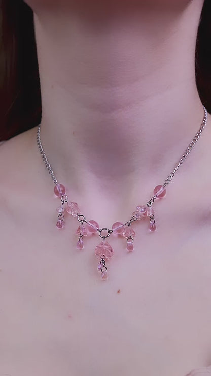 Simple Pink Jellyfish Necklace