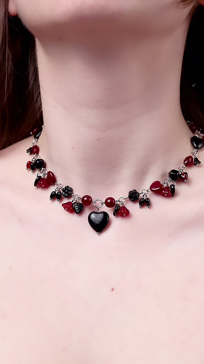 Red & Black Heart Necklace