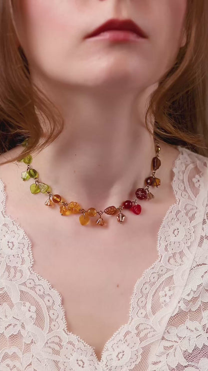 Falling Leaves Gradient Necklace (gold/silver)