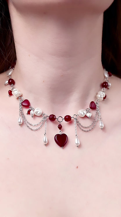 Red Heart Necklace (gold/silver)