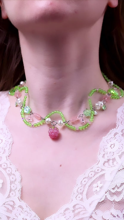 Pink Raspberry Vine Necklace